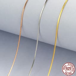 100% 925 Sterling Silver 1mm Snake Chain Necklace for Women ,Silver / Gold Fine Jewlery For Men  40cm,45cm,50cm,55cm,60cm,70cm