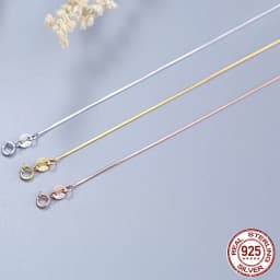 100% 925 Sterling Silver 1mm Snake Chain Necklace for Women ,Silver / Gold Fine Jewlery For Men  40cm,45cm,50cm,55cm,60cm,70cm