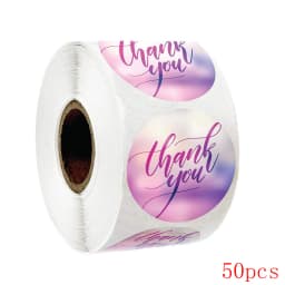 50-500pcs Round Pink Business Label Stickers Paper Cute Thank You Stickers For Baking Packaging Seal Labels Stationery Stickers