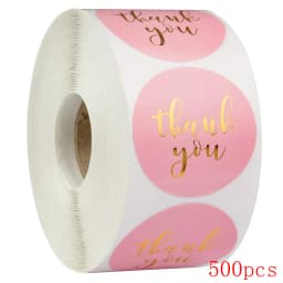 50-500pcs Round Pink Business Label Stickers Paper Cute Thank You Stickers For Baking Packaging Seal Labels Stationery Stickers