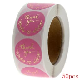 50-500pcs Round Pink Business Label Stickers Paper Cute Thank You Stickers For Baking Packaging Seal Labels Stationery Stickers