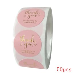 50-500pcs Round Pink Business Label Stickers Paper Cute Thank You Stickers For Baking Packaging Seal Labels Stationery Stickers