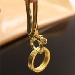 1Piece Solid Brass Keychain D Ring Shackle U-shape Hook Key Ring Wallet Chain Hook Belt U Hook with D Shackle Split Rings