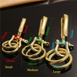 1Piece Solid Brass Keychain D Ring Shackle U-shape Hook Key Ring Wallet Chain Hook Belt U Hook with D Shackle Split Rings