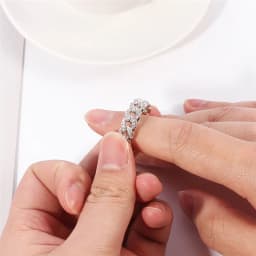 Hiphop Ring Silver Color Cuba Chain Ring Iced Out Paw Setting Micro Crystal Ring For Woman Men Engagement Wedding Finger Jewelry