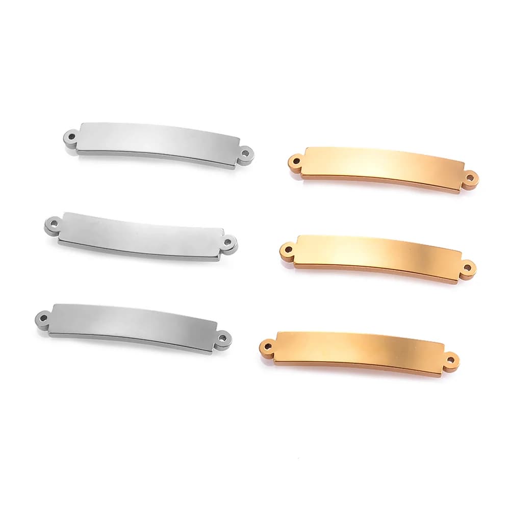 10pcs/lot Stainless Steel Gold Connectors For Jewelry Making Blank Bar Hand Stamping Tags Engraved DIY Making Bracelet