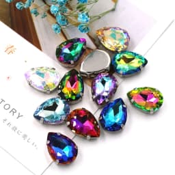 HFOUR 10x14mm/13x18mm Teardrop Shape Glass Crystal Sliver Claw Setting Ab Rhinestones Sew On Garment/Bags/Shoes