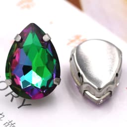HFOUR 10x14mm/13x18mm Teardrop Shape Glass Crystal Sliver Claw Setting Ab Rhinestones Sew On Garment/Bags/Shoes