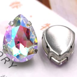 HFOUR 10x14mm/13x18mm Teardrop Shape Glass Crystal Sliver Claw Setting Ab Rhinestones Sew On Garment/Bags/Shoes