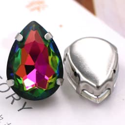 HFOUR 10x14mm/13x18mm Teardrop Shape Glass Crystal Sliver Claw Setting Ab Rhinestones Sew On Garment/Bags/Shoes