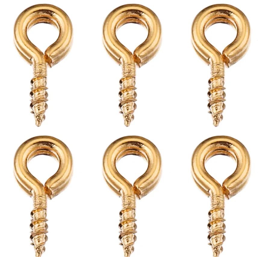 100pcs Stainless Steel Tiny Mini Eye Pins Eyepins Hooks Eyelets Screw Threaded Gold Clasps HooksFor Diy Jewelry Making Wholesale