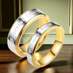 1Piece Gold Tone Silver Plated Stainless Steel Titanium Ring Cubic Zircon Rhinestone Couple Engagement Wedding Jewelry Men Women