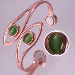 Dolphin Pure Copper Bracelets for Women Green Artificial Opal Magnetic Bangles Benefits Simple Adjustable Cuff Jewelry Female