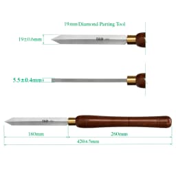 TASP HSS Wood Lathe Parting Tool Wood Turning Chisels Woodturning Tools with Walnut Handle, Standard & Diamond Blade Shape