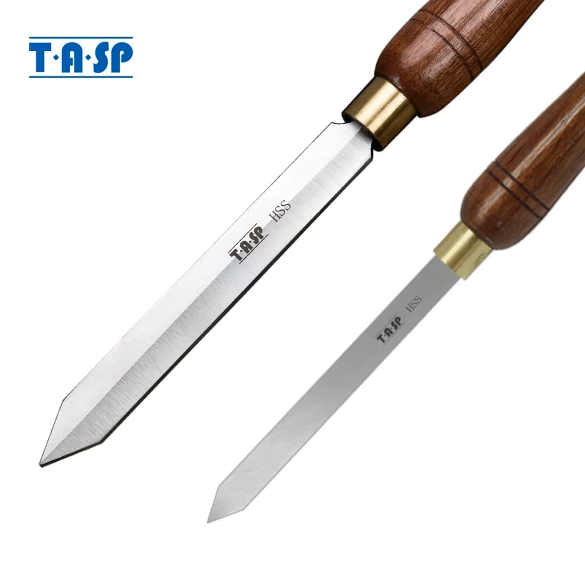 TASP HSS Wood Lathe Parting Tool Wood Turning Chisels Woodturning Tools with Walnut Handle, Standard & Diamond Blade Shape