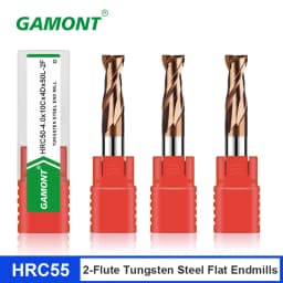 GAMONT HRC55 2-Flute Tungsten Steel Carbide Nano Coating Flat Milling Cutter CNC Machinery Maching Special Endmill Tools