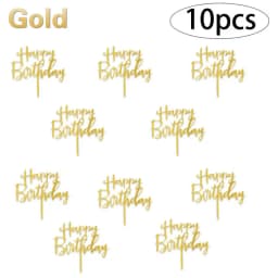 6pcs/Lot Gold Happy Birthday Acrylic Cake Toppers Gold Birhday Cake Topper for Kids Birthday Party Cake Decorations Baby Shower