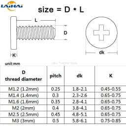 25/50pcs M1.4 M1.6 M2 M2.5 M3 Mini Micro Cross Phillips Ultra Thin Low Wafer Flat Head Screw Bolt for Laptop Phone Glasses