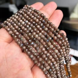 4x3mm Faceted Natural African Labradorite Stone Beads Small Round Loose Rondelle Beads for Jewelry Making DIY Bracelet Earrings