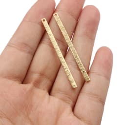 20pcs Textured Brass Jewelry 46.5x2.5mm Long Strip Bar Charms Stick Pendant DIY Earrings Jewelry Making Supplies