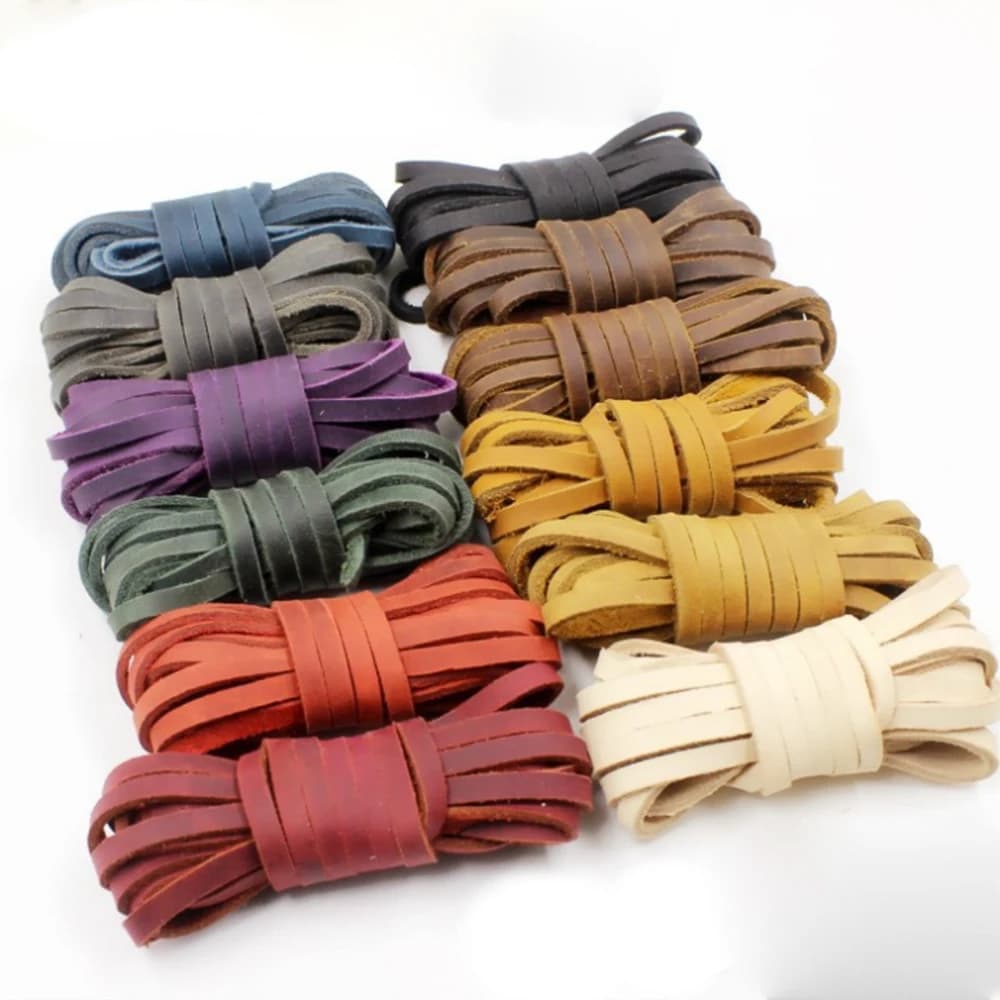 2Meters Black/Brown/Coffee/Colorful 3/4/5mm Flat Genuine Leather Jewelry Cord String Lace Rope DIY Necklace Bracelet Finding