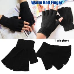 Novelty Men/Women Black Knitted Stretch Elastic Warm Half Finger Fingerless Gloves Half Finger Warm Winter Outdoor equipment
