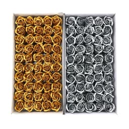 24/50Pcs Gold Silver Artificial Rose Flower Heads Soap Fake Roses DIY Craft Bouquet Wedding Valentine Home Party Decoracion