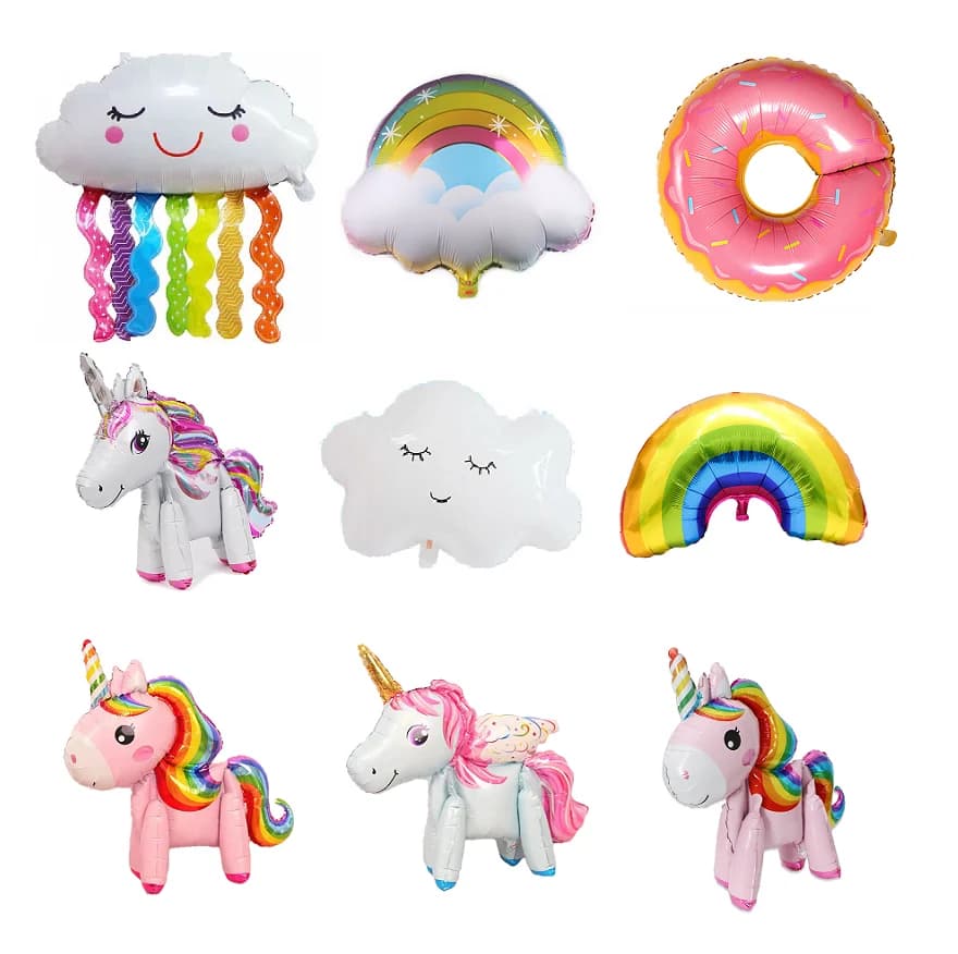 1 Piece Of Big Rainbow Smile White Cloud Donut Lce Cream Aluminum Mold Helium Balloon Children's Birthday Party Toy Decoration