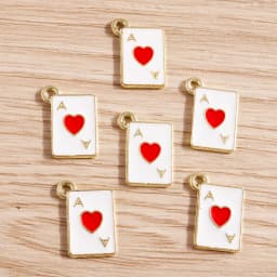 10pcs 11*15mm Enamel Heart A Poker Charms for Jewelry Making Cute Drop Earrings Pendants Necklaces DIY Keychains Accessories