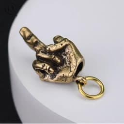 Metal Brass Raised Middle Finger Up Shape Keychain Pendant Jewelry Punk Rock Men Fashion Car Key Chain Ring Hanging Hand Keyring