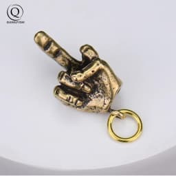 Metal Brass Raised Middle Finger Up Shape Keychain Pendant Jewelry Punk Rock Men Fashion Car Key Chain Ring Hanging Hand Keyring