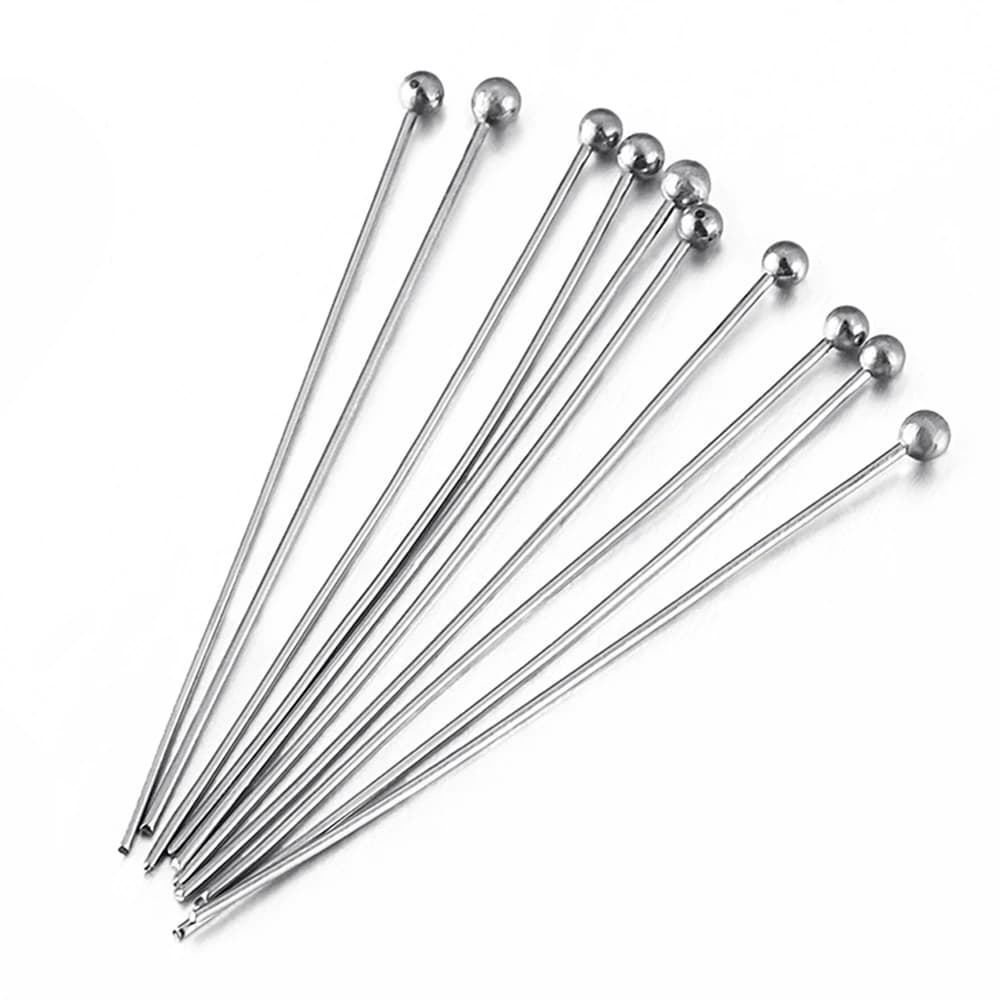 50pcs Stainless Steel Ball Head Pins for DIY Jewelry Making 12-40mm Head Pins Needlework Handmade Components Findings