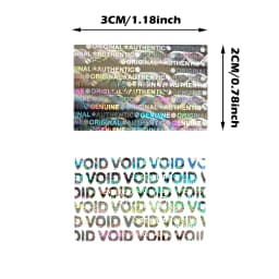 2x3cm Silver High Security Holographic Stickers Authentic Warranty Void Seal Hologram Label with Unique Number Adhesive Label
