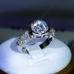 925 Silver Classic Gypsophila Inlaid With Large Zircon White Crystal Ring For Women Party Wedding Engagement Cubic Zirconia Ring
