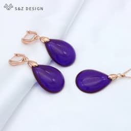 S&Z DESIGN New Exaggerate Big Water Drop Dangle Earrings Jewelry Sets For Women Personality Party Jewelry Pendant Necklace