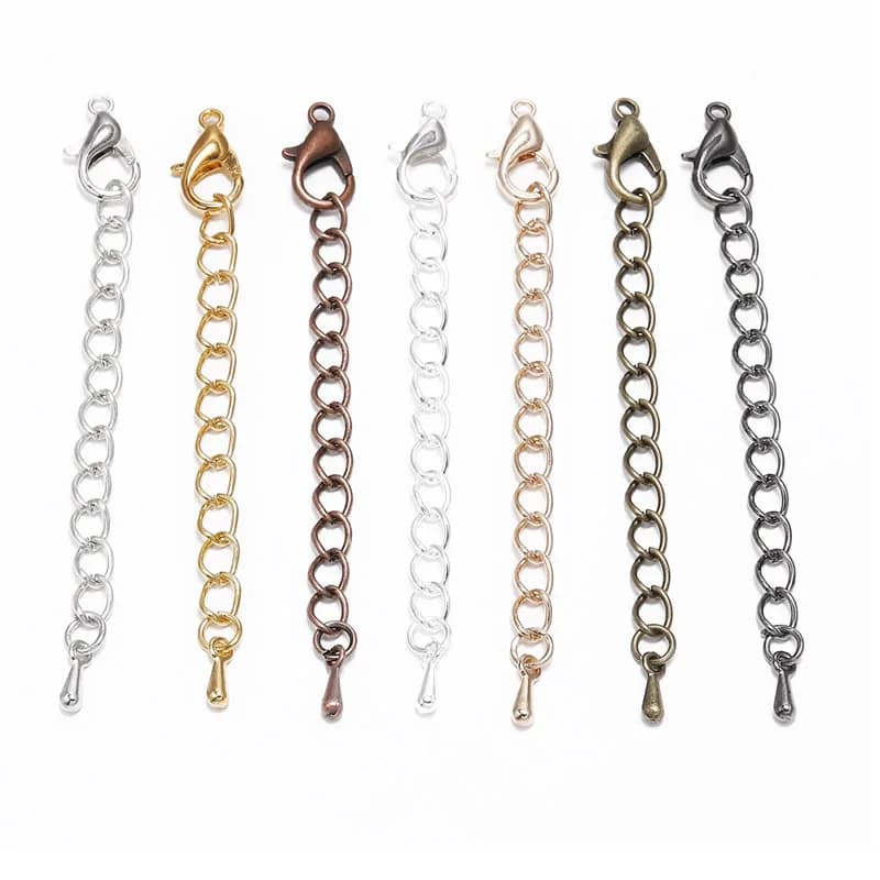 10pcs/lot Multicolor Metal Extended Extension Tail Chain Lobster Clasps Connector For DIY Jewelry Making Bracelet Necklace