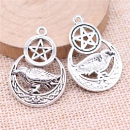 WYSIWYG 5pcs 3 Styles Witch Charms Pentagram Star Crow Charms Pendant For Jewelry Making DIY Jewelry Findings