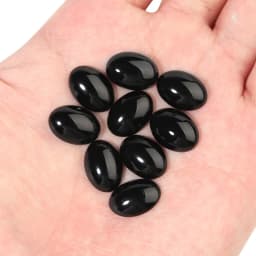 10pcs Natural Stone 10x14/13x18/18x25mm Oval Flatback Black Agate Spacer Cabochon For DIY Jewelry Making Earrings Accessories