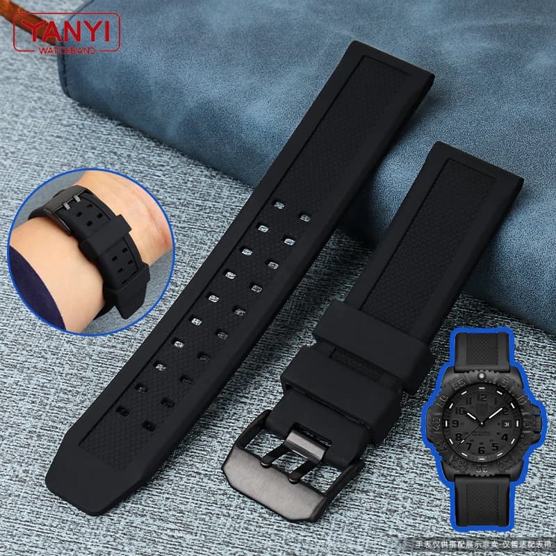 Rubber Watch Strap 22mm 23mm Watch Band Waterproof Sport for Luminox Watchbands Silica Gel Bracelet for Men Belt Black Fashion