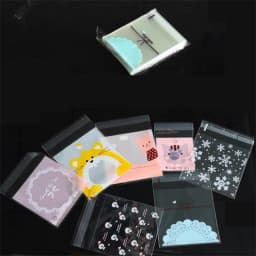 100pcs Plastic Transparent Jewelry Polka Dot Candy Cookie Gift Bag with DIY Self Adhesive Pouch For Wedding Birthday Party
