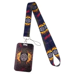 Ransitute R2547 Sun And Moon Fashion Lanyards ID Badge Holder Bus Pass Case Cover Slip Bank Credit Card Holder Strap Cardholder