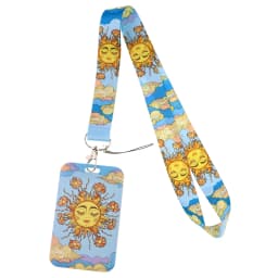 Ransitute R2547 Sun And Moon Fashion Lanyards ID Badge Holder Bus Pass Case Cover Slip Bank Credit Card Holder Strap Cardholder