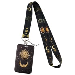 Ransitute R2547 Sun And Moon Fashion Lanyards ID Badge Holder Bus Pass Case Cover Slip Bank Credit Card Holder Strap Cardholder