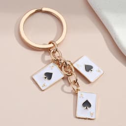 Cute Enamel Keychain Hearts Clubs And Spades Symbol Key Ring Poker Card Key Chains For Women Men DIY Handmade Jewelry