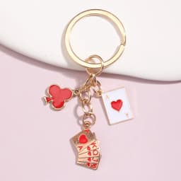Cute Enamel Keychain Hearts Clubs And Spades Symbol Key Ring Poker Card Key Chains For Women Men DIY Handmade Jewelry