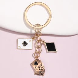 Cute Enamel Keychain Hearts Clubs And Spades Symbol Key Ring Poker Card Key Chains For Women Men DIY Handmade Jewelry