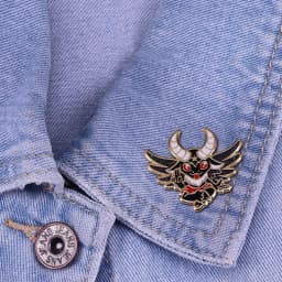 Demon Bat Pin Brooch Glitter Punk Badge