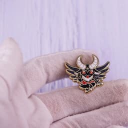 Demon Bat Pin Brooch Glitter Punk Badge