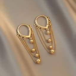 European and American Temperament Water Drop Ear Button Metal Ball Tassel Earring For Woman Girls In Party Fashion Jewelry Gift