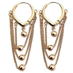 European and American Temperament Water Drop Ear Button Metal Ball Tassel Earring For Woman Girls In Party Fashion Jewelry Gift